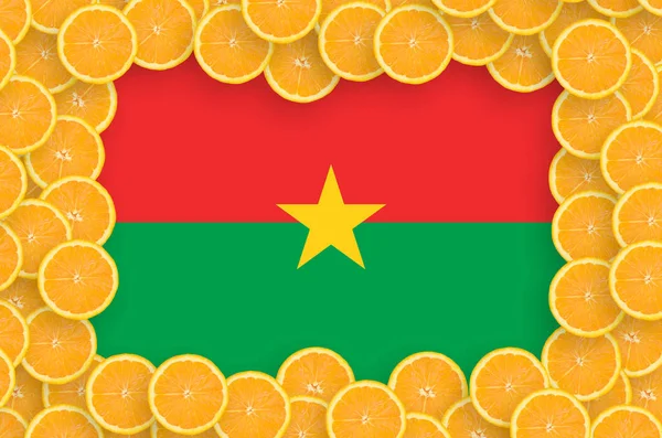 Burkina Faso Flag Frame Orange Citrus Fruit Slices Concept Growing — Stock Photo, Image