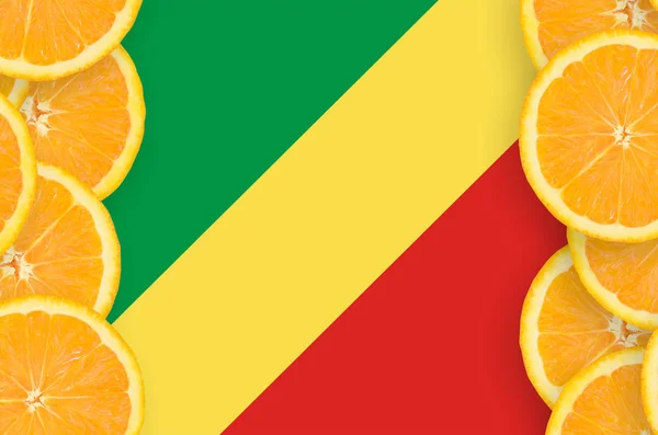 Bandeira Congo Moldura Vertical Fatias Frutas Cítricas Laranja Conceito Cultura — Fotografia de Stock