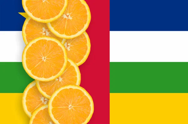 Central African Republic Flag Vertical Row Orange Citrus Fruit Slices — Stock Photo, Image