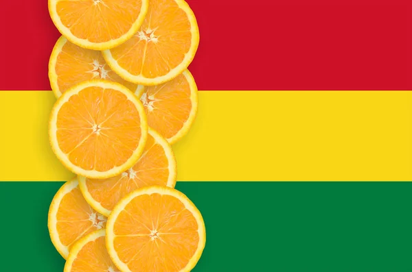 Bandeira Bolívia Linha Vertical Fatias Frutas Cítricas Laranja Conceito Cultura — Fotografia de Stock