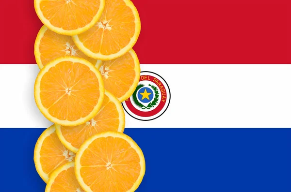Bandera Paraguay Fila Vertical Rodajas Cítricos Naranjas Concepto Cultivo Así — Foto de Stock