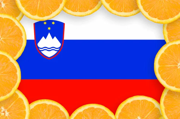 Bandeira Eslovénia Armação Fatias Frutas Cítricas Laranja Conceito Cultura Bem — Fotografia de Stock