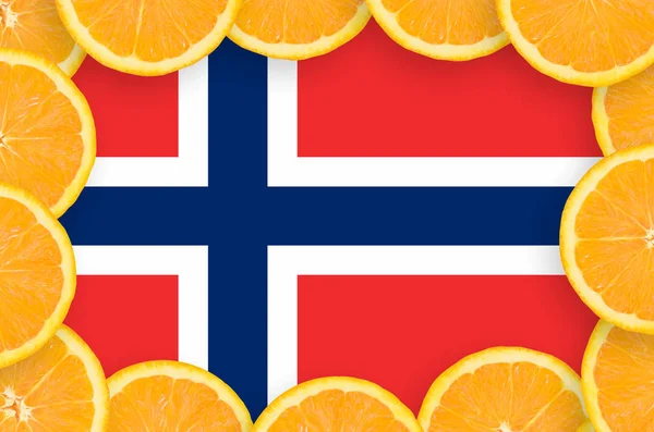 Norge Flagga Bildrutan Orange Citrus Frukt Skivor Begreppet Växer Samt — Stockfoto