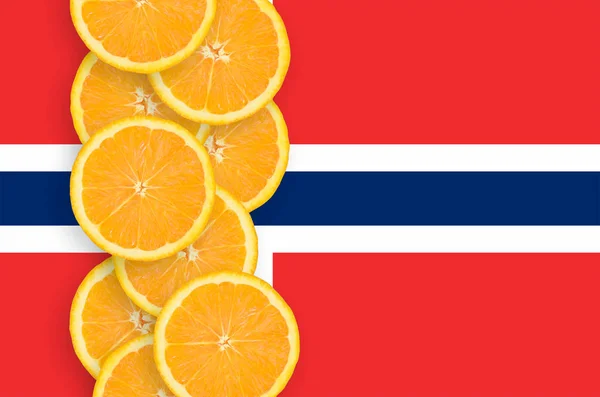 Norway Flag Vertical Row Orange Citrus Fruit Slices Concept Growing — Stock Photo, Image