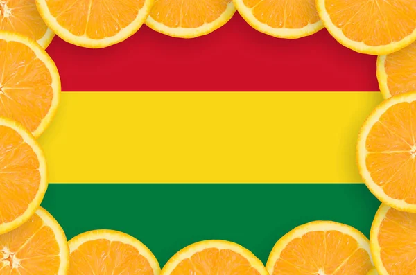 Bolivia Flag Frame Orange Citrus Fruit Slices Concept Growing Well — Stock Photo, Image