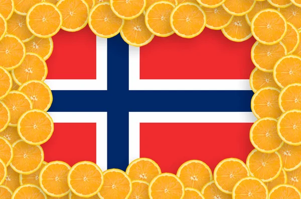 Norway Flag Frame Orange Citrus Fruit Slices Concept Growing Well — Stock Photo, Image