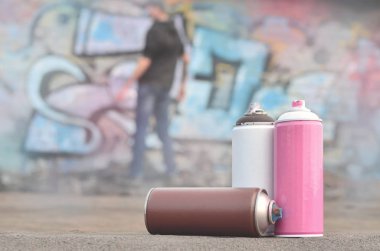 Bir fotoğraf boya belirli bir sayının üzerinde büyük grafiti çizim genç adam çizer duvar boşlukla çerçevede kutular. Duvar grafiti çizim Modern Sanat