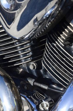 Eski klasik motosiklet krom parlak gövde bölümü bir parçası kadar kapatın