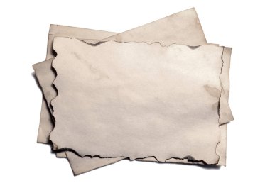 Antika Antika çökmekte kağıt el yazması veya yatay yönelimli parşömen birkaç eski boş adet beyaz izole