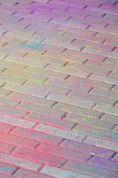Многоцветная Земля Тротуарные Плиты Порошок Покрытый Сухими Красками Фестивале Холи — стоковое фото