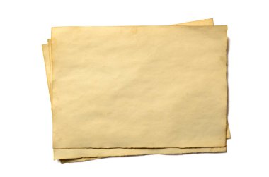 Antika Antika çökmekte kağıt el yazması veya yatay yönelimli parşömen birkaç eski boş adet beyaz izole