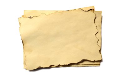 Antika Antika çökmekte kağıt el yazması veya yatay yönelimli parşömen birkaç eski boş adet beyaz izole