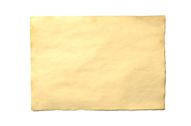 Beyaz izole eski boş parça antika vintage çökmekte kağıt el yazması veya yatay yönelimli parşömen