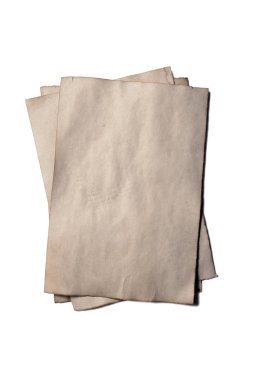 Antika Antika çökmekte kağıt el yazması veya dikey odaklı parşömen birkaç eski boş adet beyaz izole