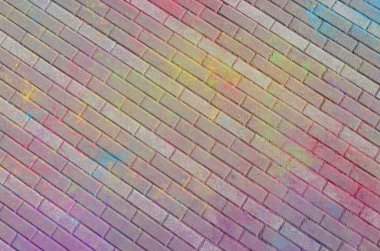 Kaldırım döşeme dünya, çok renkli, toz Holi Festivali kuru renklerle boyalı yakın çekim