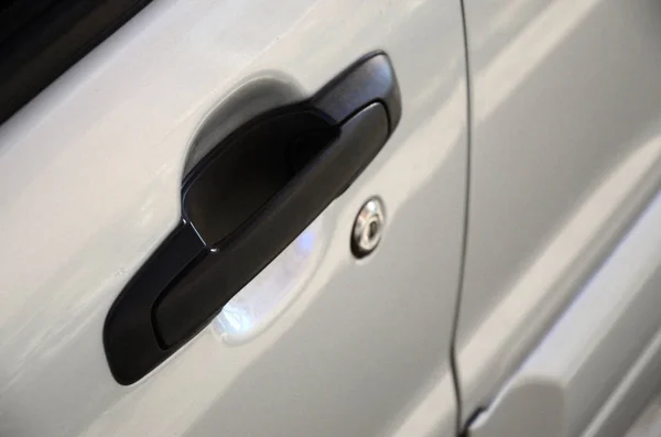 Close Black Car Door Handle Car Equipment Selective Focus — Stock Photo, Image