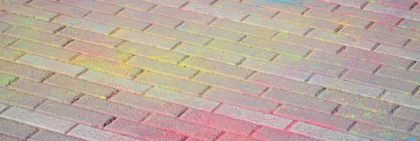 Многоцветная Земля Тротуарные Плиты Порошок Покрытый Сухими Красками Фестивале Холи — стоковое фото