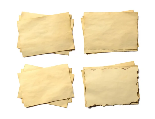 Conjunto Piezas Blanco Antiguas Papel Viejo Desmenuzado Manuscrito Pergamino Orientado — Foto de Stock