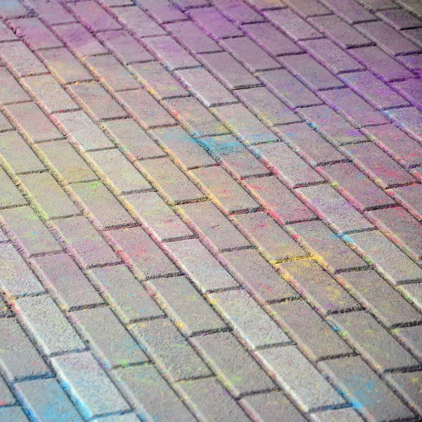 Tierra Multicolor Losas Pavimentación Polvo Recubierto Colores Secos Festival Holi — Foto de Stock