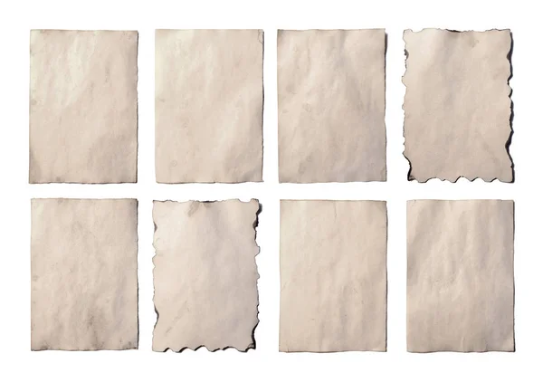 Conjunto Piezas Blanco Antiguas Manuscrito Papel Desmenuzado Antiguo Pergamino Orientado — Foto de Stock