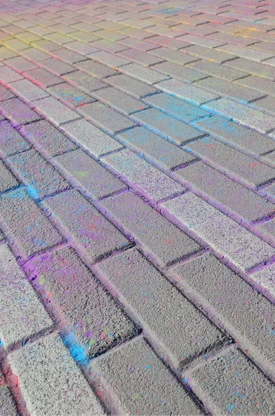 Terra Multicolore Lastre Pavimentazione Verniciata Polvere Con Colori Secchi Festival — Foto Stock