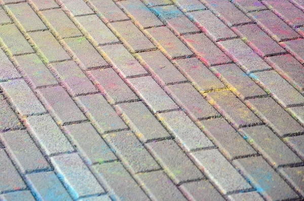 Tierra Multicolor Losas Pavimentación Polvo Recubierto Colores Secos Festival Holi — Foto de Stock