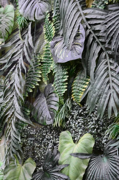 Tropical Folhas Verdes Fundo Samambaia Palma Monstera Deliciosa Folha Parede — Fotografia de Stock