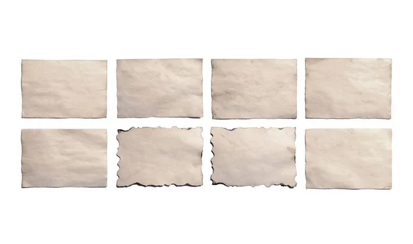 Conjunto Piezas Blanco Antiguas Papel Viejo Desmenuzado Manuscrito Pergamino Orientado —  Fotos de Stock