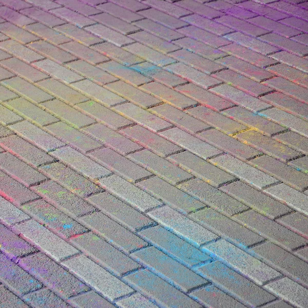 Tierra Multicolor Losas Pavimentación Polvo Recubierto Colores Secos Festival Holi — Foto de Stock
