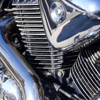 Eski klasik motosiklet krom parlak gövde bölümü bir parçası kadar kapatın