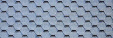 Modern çatı ve bacalar dekorasyon. Esnek asfalt veya kayrak Zona altıgen şeklinde. Üstten görünüm doku