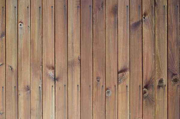 Nahaufnahme Brauner Zaunplatten Aus Holz Viele Senkrechte Holzbohlen Als Volle — Stockfoto