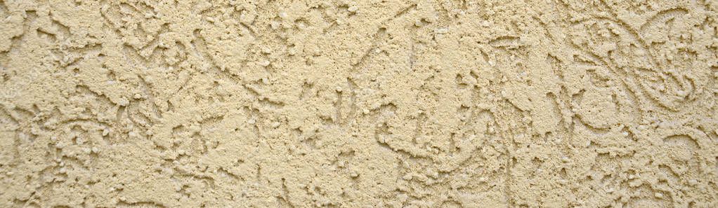 The texture of the beige decorative plaster in bark beetle style. Russian variation of decorating facade walls — Stock Image Texture Beige Decorative Plaster Bark Beetle Style Russian Variation Decorating Stock Photo