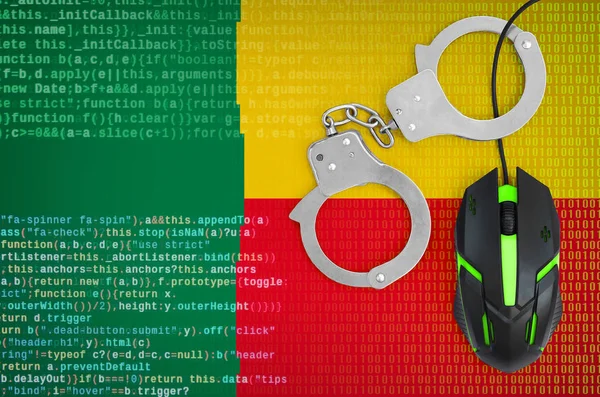 Bandeira Benin Algemado Mouse Computador Moderno Retroiluminado Conceito Criativo Combate — Fotografia de Stock