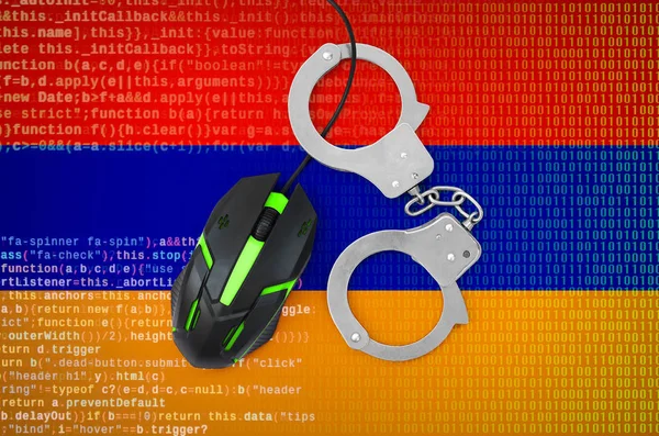 Arménia Bandeira Algemado Mouse Computador Moderno Retroiluminado Conceito Criativo Combate — Fotografia de Stock