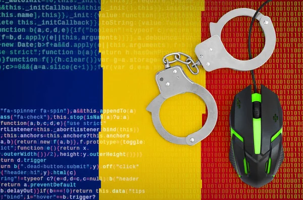 Romênia Bandeira Algemado Mouse Computador Backlit Moderno Conceito Criativo Combate — Fotografia de Stock