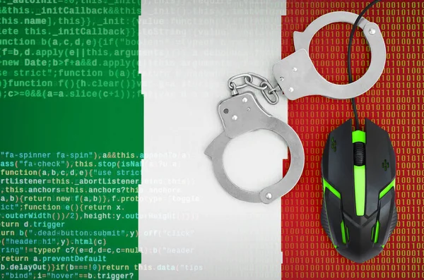 Italy Flag Handcuffed Modern Backlit Computer Mouse Creative Concept Combating — Stock Photo, Image