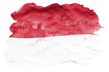 Endonezya bayrağı sıvı suluboya tarzında beyaz arka plan üzerinde izole tasvir edilir. Ulusal bayrak görüntüsü ile dikkatsiz boya gölgelendirme. Bağımsızlık günü afiş