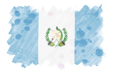Guatemala bayrağı sıvı suluboya tarzında beyaz arka plan üzerinde izole tasvir edilir. Ulusal bayrak görüntüsü ile dikkatsiz boya gölgelendirme. Bağımsızlık günü afiş