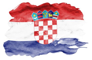Croatia flag  is depicted in liquid watercolor style isolated on white background. Careless paint shading with image of national flag. Independence Day banner clipart