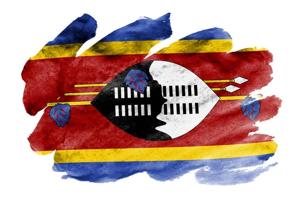Bandera Suazilandia Representa Estilo Acuarela Líquido Aislado Sobre Fondo Blanco —  Fotos de Stock