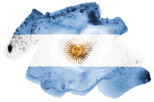 Bandeira Argentina Retratada Estilo Aquarela Líquida Isolada Fundo Branco Tinta — Fotografia de Stock