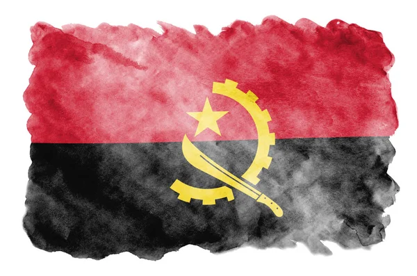 Bandera Angola Representa Estilo Acuarela Líquido Aislado Sobre Fondo Blanco —  Fotos de Stock