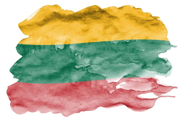 Litauen Flagge Ist Flüssigem Aquarell Stil Isoliert Auf Weißem Hintergrund — Stockfoto