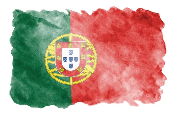 Bandera Portugal Representa Estilo Acuarela Líquido Aislado Sobre Fondo Blanco — Foto de Stock