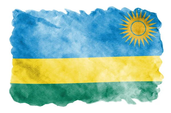 Rwanda Flag Depicted Liquid Watercolor Style Isolated White Background Careless — Stock Photo, Image
