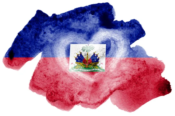 Haiti Flag Depicted Liquid Watercolor Style Isolated White Background Careless — Stock Photo, Image