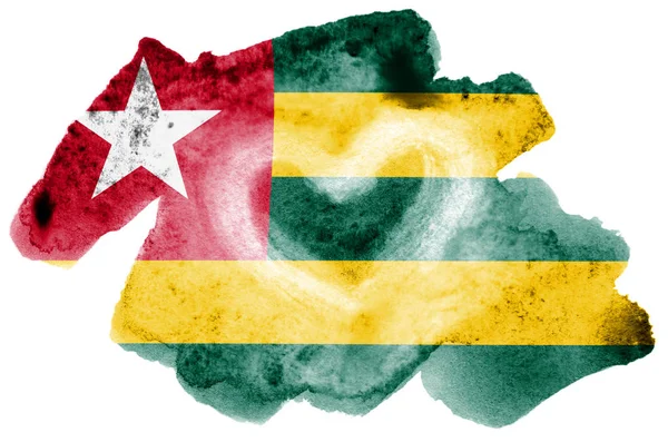 Drapeau Togo Est Représenté Dans Style Aquarelle Liquide Isolé Sur — Photo