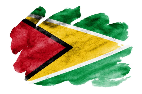 Гайянський Прапор Зображені Рідкий Аквареллю Стиль Ізольовані Білому Тлі Затінення — стокове фото