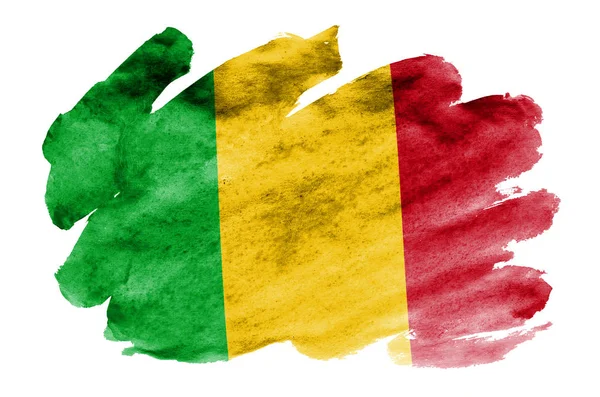 Mali Flagge Ist Flüssigem Aquarell Stil Isoliert Auf Weißem Hintergrund — Stockfoto